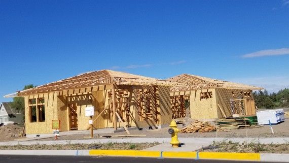 Roof Trusses Being Installed